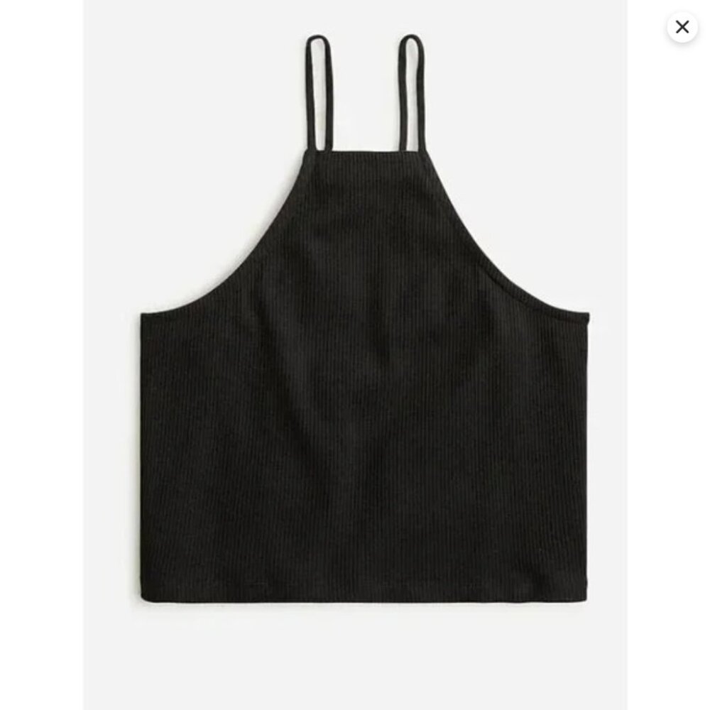 J.Crew Womens Vintage Rib Cropped Halter Tank Top Black Size Small